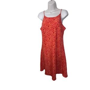 Vintage 90s Y2k Jodi Michaels Floral Print Sundress Halter Size 11 12 Orange